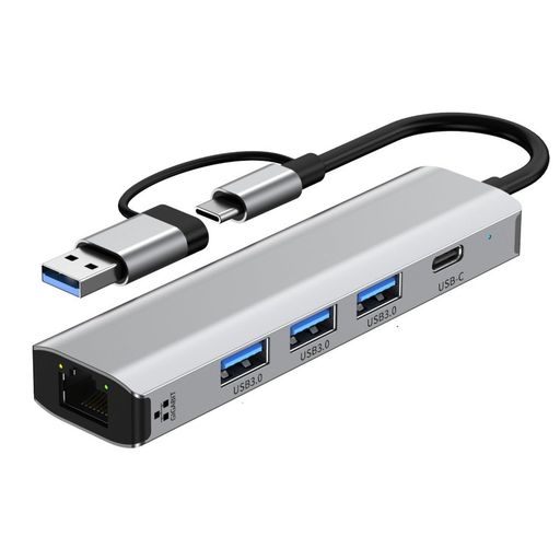 USB C 有線LANアダプター 5-in-1 1000Mbps LAN ハブ (Type C+USB 3.0*3拡張) ギガビットイーサネット 5Gbps 高速データ転送 C-A変換コネクタ付き Surface/XPS/Mac