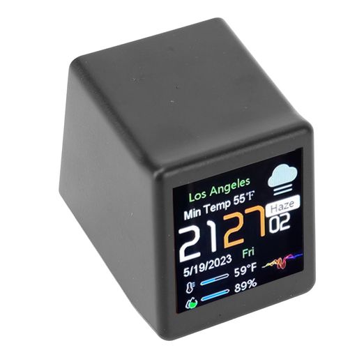 LCD デジタル ディスプレイ デスクトップ電子時計 カレンダー 天気温度予報ステーション WiFi ネットワーク サポート (黒)