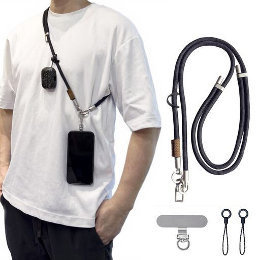 Retro - [VANAHOTZ]多用途スマホストラップ携帯ストラップ首掛け・斜め掛け対応スマホショルダーストラップタグパッチ長さ調節可能iPhone/Android対応全機種対応肩掛け落下防止アウトドア・紛失防止…