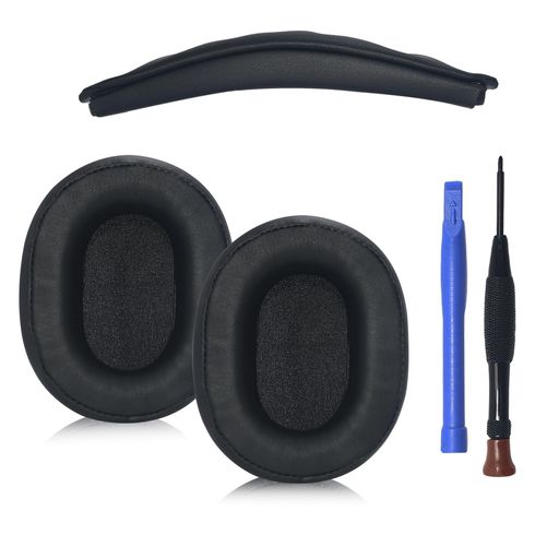 umvowuxaプロテインレザー ATH-M50X イヤーパッド + ヘッドバンド黒 交換セット 取り外しツール付き 柔らかく耐久性豊か 長時間装着快適
