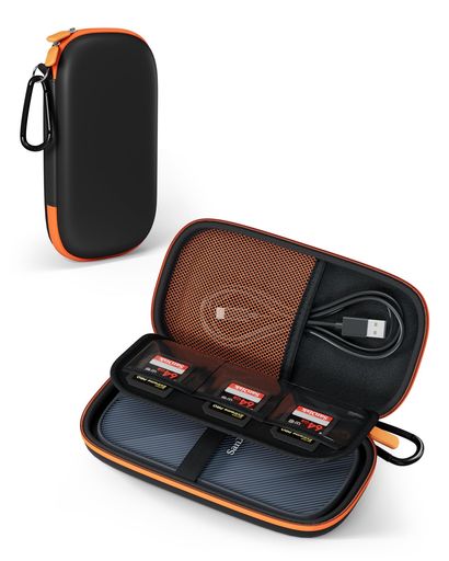 Usb Storage Media - ProCaseSSD/SanDiskポータブルSSDSanDisk専用収納ポケットPortableExtremePRO1TB2TB4TB500GBサンディスク耐衝撃-ブラック