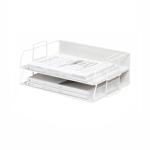 Organize Goods - A4メタルレターケース全金属書類トレー横型&縦型4段6段卓上収納ラック雑誌/A4ファイル/書類入れ/新聞//フォルダー/書類棚机上デスク上置き棚整理整頓文房具収納オフィスおしゃれ黒/白(横…