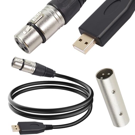 麦克风线 - Xiatiaosann XLR USBマイクケーブル、3ピンXLRメスアダプタUSBアダプタコンバータコード(2M/6.5FT)オーディオ用、カラオケシステム、録音、スタジオ、XLRオス-オスアダプタ付き