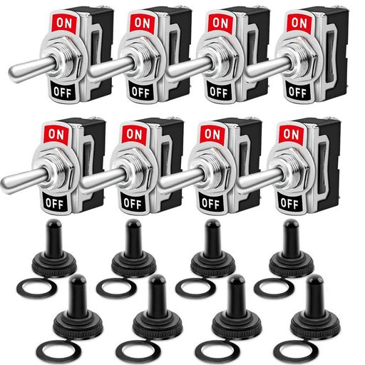 樂天商城 - Kiligen8個車トグルスイッチ、付き防水保護キャップ、10A/12VDC6A/24VDC2ピンSPSTON/OFFロッカートグルスイッチ、自動車オートトラックボート用