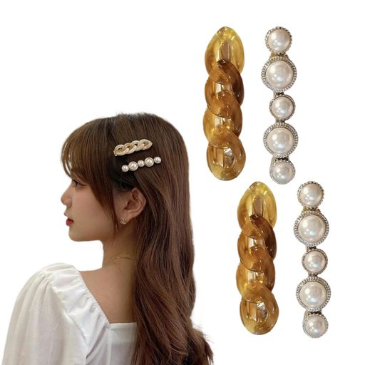 [YNOBUN] レトロパールヘアピン ヘアクリップ 前髪 サイドクリップ ヘアクリップ ...