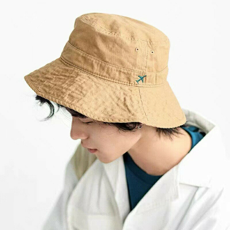 帽子 バケットハット 大きめ 日よけ フリーサイズ メンズ レディース ハット ツイード 春 夏 秋 UVケア つば広 UV対策 日焼け防止 男女兼用 小顔効果 飛行機ロゴ ワンポイント コットン 綿100％