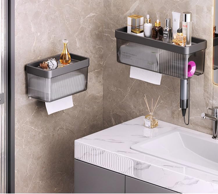 ペーパータオルホルダー 浴室用ラック 多機能壁掛け防水収納ラック 物を収納できる 穴あけ不要 取り付..