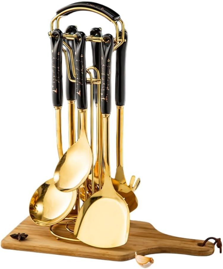 キッチンツール 調理器具7点セットテハンドルはセラミック製で、ステンレス鋼と組み合わせて、より高級..