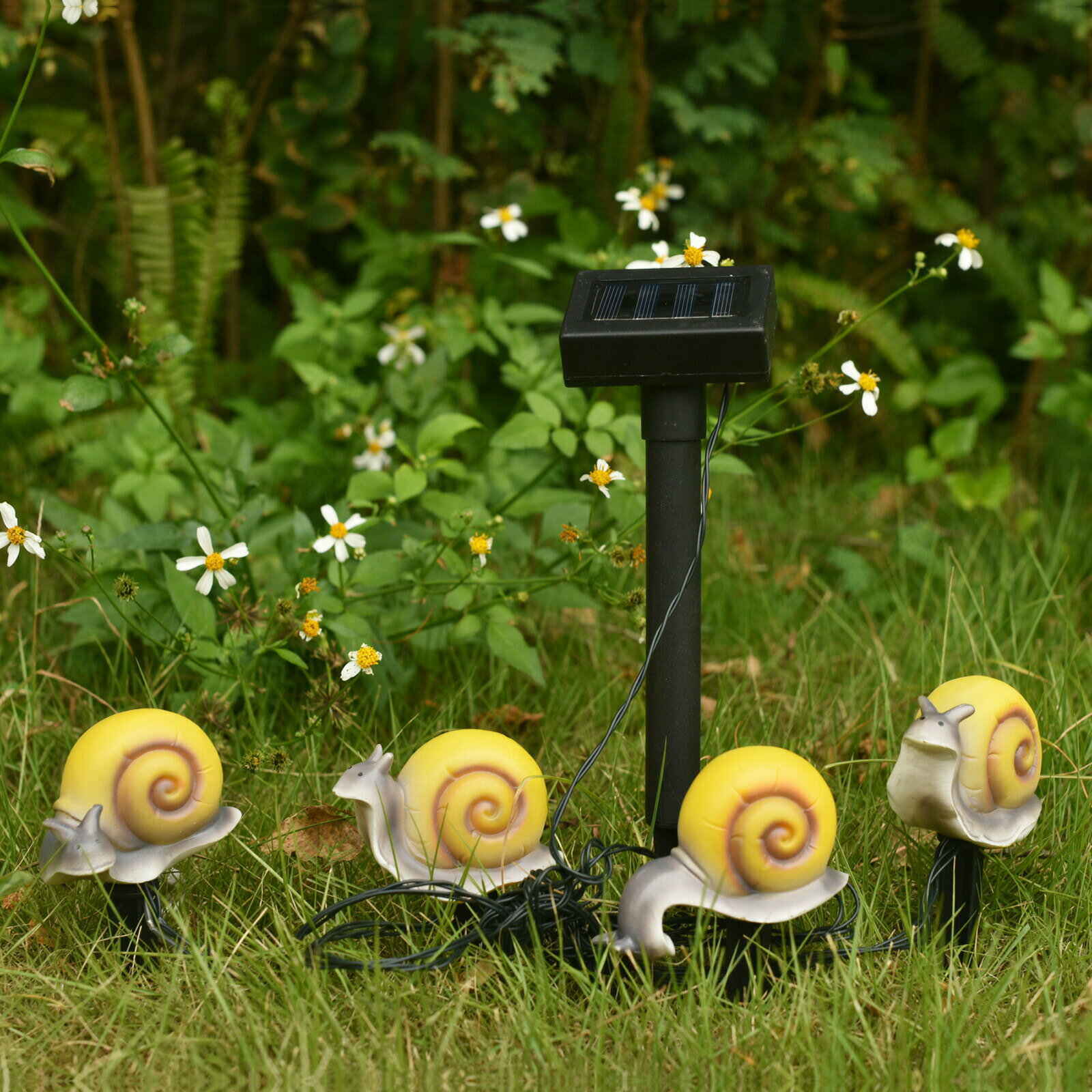 ソーラー スネイル ライト 4個セット 屋外 LED ライト レジン製 ガーデン 草坪用 装飾ライト 庭園ライ..