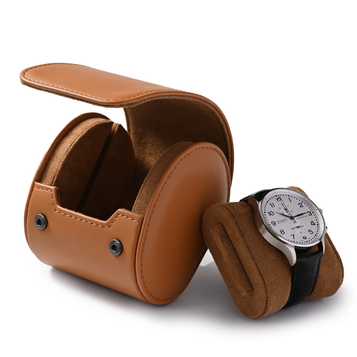 腕時計ケース ウォッチケース 1本用 ミニ 持ち運び便利 時計収納ケース 旅行 出張 プレゼントなどに適当 ギフトケース (ブラウン)