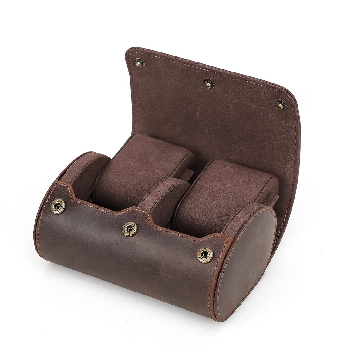 本革腕時計ロール 腕時計収納ケース 腕時計収納ボックス 2本用 レザー防水 耐衝撃 時計ケース 収納 腕..