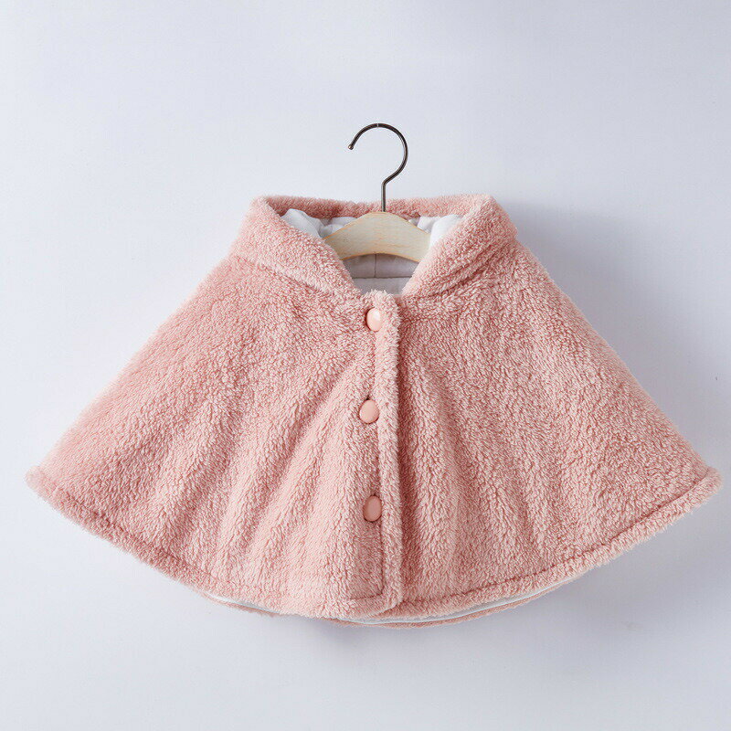 送料無料 子供アウター　女の子マントポンチョコート　可愛い もこもこ キッズ girl 帽子付き マントコート 冬　暖かい　c-pijian-6624-gg 3