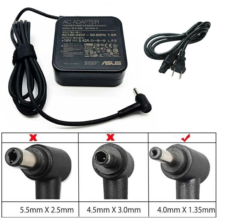 Rakuten - 新品 Asus エイスース ADAPTER ADP-65GD D 19V 3.42A 65W ACアダプター ACプラグサイズ：4.0mm1.35mmタイプ 電源ケーブル付属
