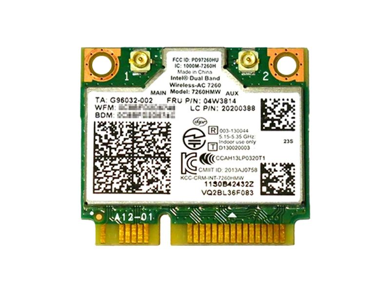 Lenovo純正 04W3814/04X6010/04X6090 Intel Dual Band Wireless-AC 7260 867Mbps 802.11ac + Bluetooth 4.0 無線LANカード 7260HMW for