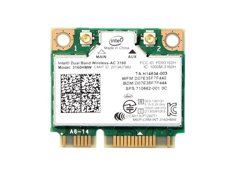 インテル Intel Dual Band Wireless-AC 3160 デュアルバンド 2.4/5GHz 802.11ac 最大433Mbps + Bluetooth 4.0 PCIe Mini half 無線LANカ