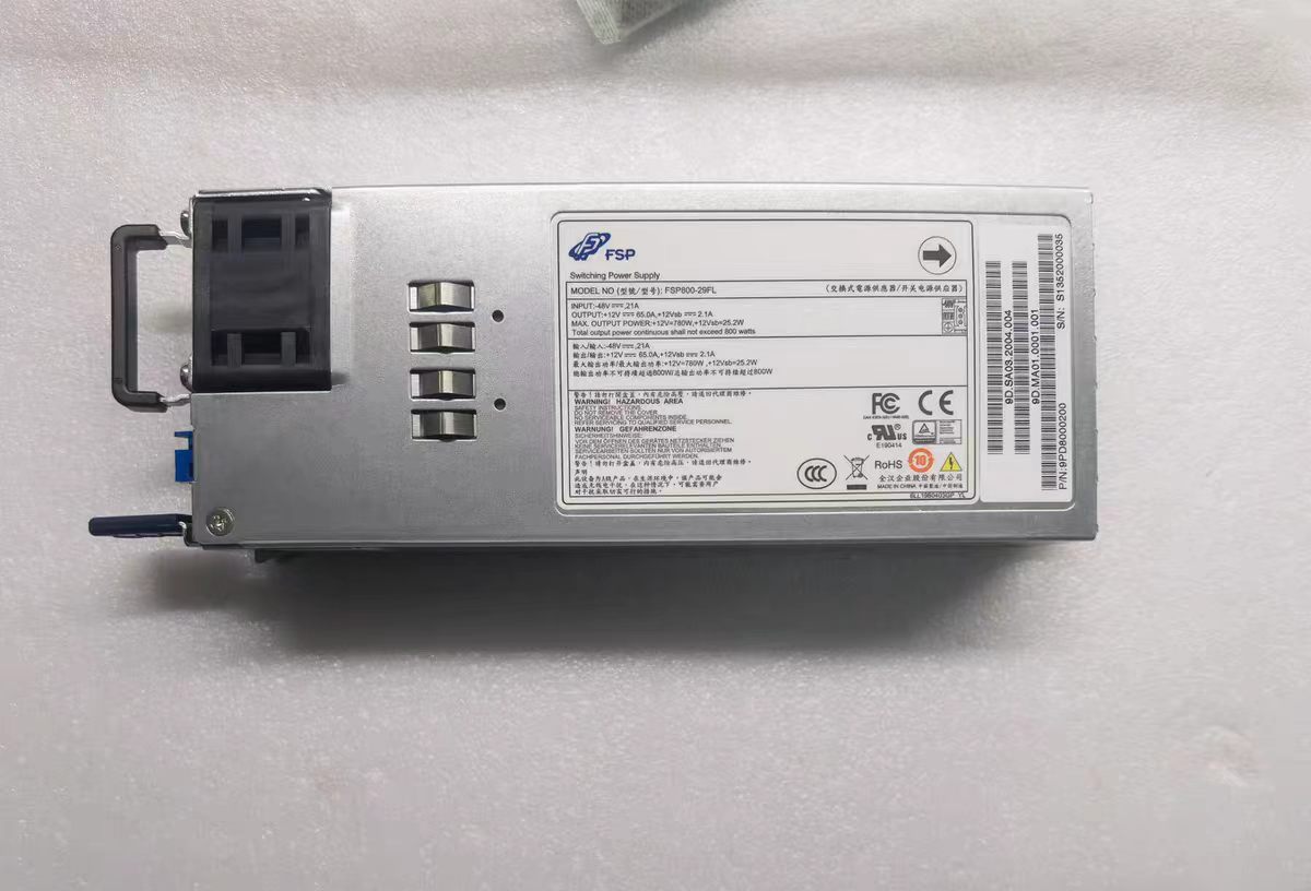 ★型番：FSP800-29FL ★定格出力：800W ★入力：DC -48V ★2U サイズ、冗長電源モジュール ★ホットスワップ対応、取り外し・交換が容易 ★サーバー・産業機器に適しています ★多重保護回路搭載、安定供給 ★3ヶ月品質保証付き ★ご入金確認後、4～7 日程度でお届け ★ロットにより写真と若干の差異が生じる場合があります ★ご購入前に、お使いの機種の適合を必ずご確認ください。仕様が適合しない場合、動作不良または機器破損の原因となります ★電源ユニットの分解・落下衝撃を避け、高温多湿環境でのご使用はお控えください ★屋内専用です。屋外では使用しないでください。 ★新品となります