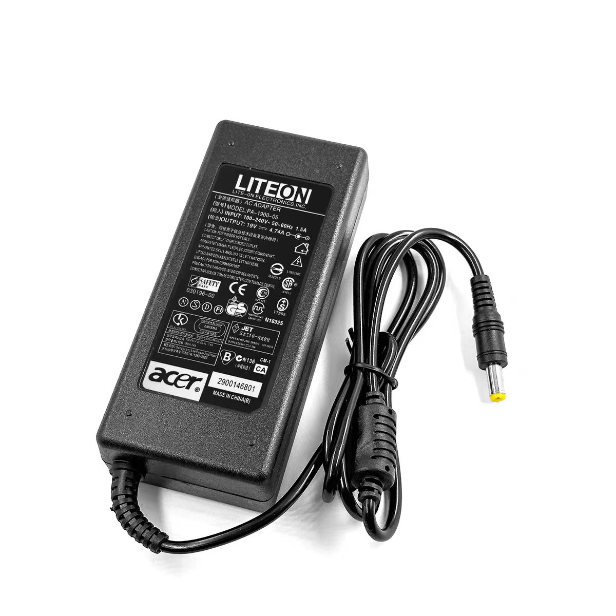 純正新品LITEON 19V4.74A 90W電源アダプタACER充電器, コネクタ 5.5mm*1.7mm