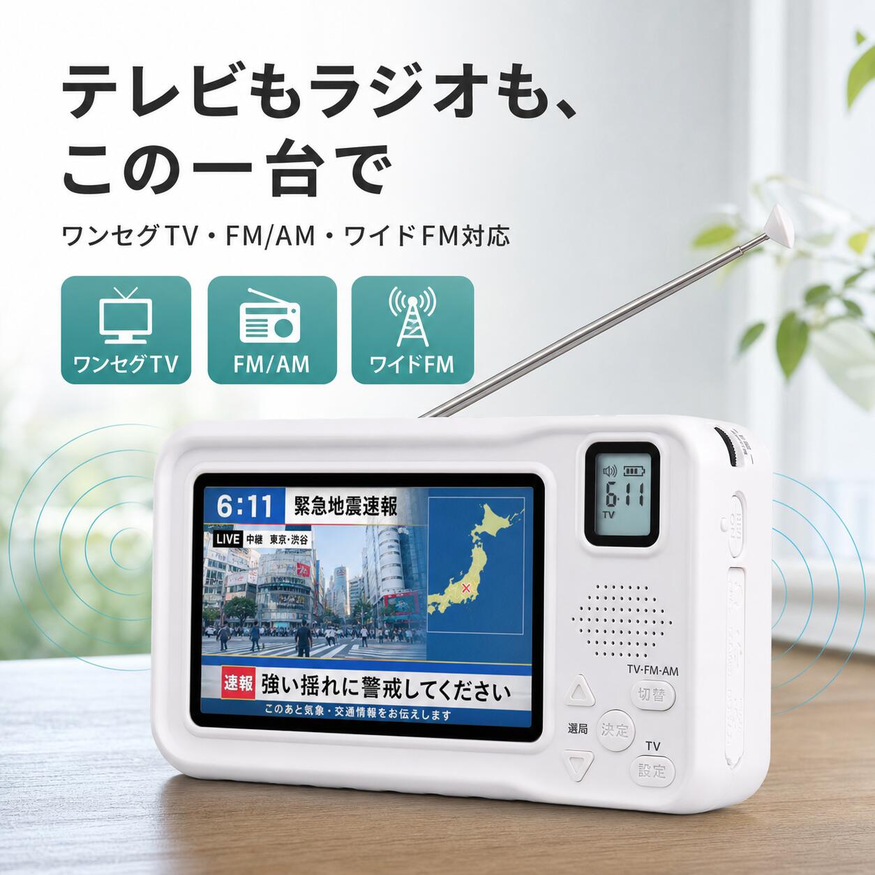 楽天市場】ポータブルテレビ 4.3インチ ワンセグテレビの通販