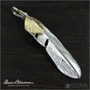 Dear Blossom(ディアブロッサム)K18×シルバー 950「金 ハートフェザー付き(上金)大フェザー ペンダント(左向き)」K18、SILVER 95...