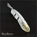 Dear Blossom(ディアブロッサム)K18×シルバー 950「先金 大 フェザー ペンダント(左向き)」K18、SILVER 950 / L(79mm)...