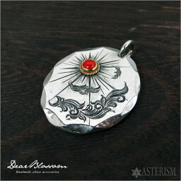 Dear Blossom（ディア ブロッサム）『大メタル金縄赤サンゴSUN+唐草イーグル/LARGE MEDAL on K18RED CORAL』(T015-K18TQ)【インディアンジュエリー タタキ メンズ ブランド プレゼント】