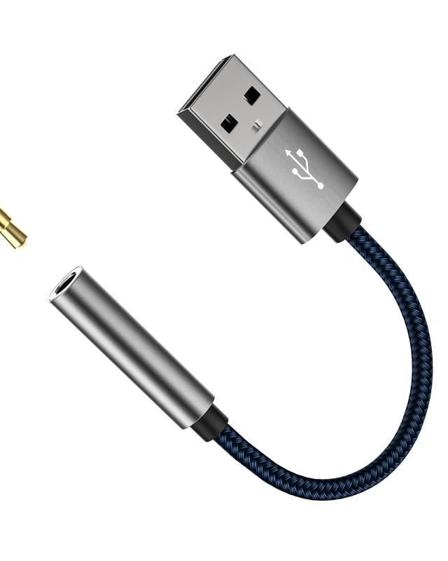 USB変換3.5mmイヤホンジャックアダプタ対応iPhone DAC AuxマイクオーディオSplitterタブレットAndroid PC延長ケーブルオーディオインターフェースヘッドホンパソコンアンドロイドスピーカー変換ア