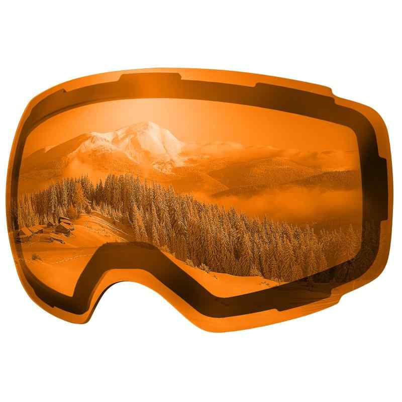 [OutdoorMaster] Ski Goggles PRO用交換レンズ スキーゴーグル レンズ着脱可 両層磁気レンズ 専用取り替えレンズ UV紫外線カット OTG メガネ対応 曇り止め 180°広視野 球面レンズ フレームレス スノー【磁気レンズ&amp;取替可能】 マグネット式な磁気レンズが設計されで、レンズの取外しや置換がとても便利です。天候とファッションが変化しても、新しいゴーグルを買わなくてレンズのみを取り替えていいです。お金を節約だけなくて、いろんな色とタイプを楽しみに体验できます。【曇り止め&amp;メガネ対応可能】イタリアから輸入材料を作た2層レンズを採用して、より快適で目にやさしく、視認性もかなり高く、曇り防止機能がより長くてよくなれます。近眼のお客様達のため、眼鏡対応設計されで、メガネを取らなくて、そのままかけても快適できます【UV-400&amp;紫外線100%カット】 レンズはUV400保護処理を施されていて、光の反射やUVA、B、Cの紫外線とも100%カットできます雪山の眩しさを抑え、凹凸を鮮明に映し、しっかりと目を守って、光学的な透明性を提供します。【アジア人向けフレーム&amp;装着快適】フレームの上下に通気孔が施され、運動時の空気の流れを調節して、目は心地よい感じ。また、アジア人の顔の特徴に合わせて、フレームが顔にフィットするように設計されているため、スキーゴーグルの装着感が向上しています。180°球面レンズとフレームレスで、広い視野を確保し、より安全にスキー等を楽しむことができます。顔にフィットする設計と弾性帯調整できデザインで、大人から女性や子供まで幅広くご使用していただけます。【柔軟性と耐久性】フレームがTPU素材で作られて、柔らかく曲がりやすいので実用性が高いです。球面レンズは硬度を高める技術を採用して擦れ防止機能高いで、転倒時に顔を守ってくれる効果は高いです。顔に合う所は高質量三層スポンジがあるので、運動時落ちることが心配ないです。【手に入れるもの：OUTDOORMASTER・交換用レンズ*1、キャリングポーチ x 1】