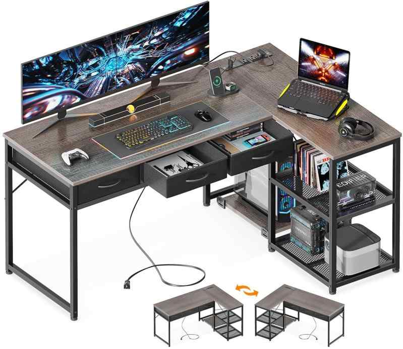 ODK ゲーミングデスク 引き出し3杯付