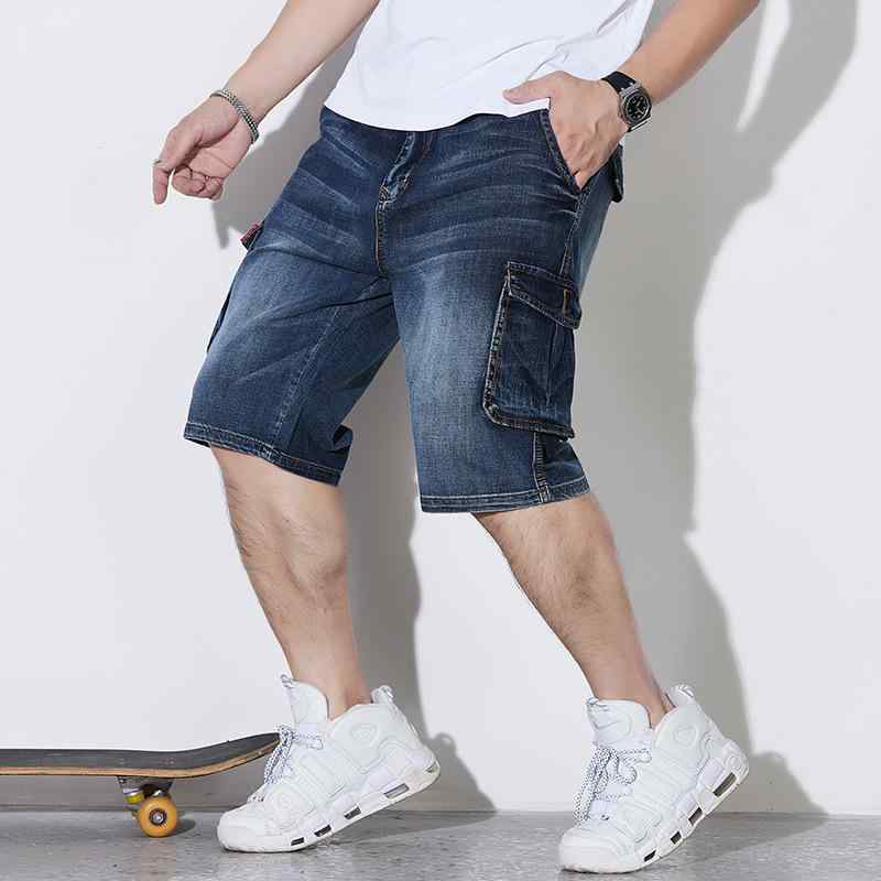 ハーフパンツ メンズ 五分丈 デニムパンツ 短裤 ジーンズ ジーパン ボトムス ズボン カジュアル 日系 ゆったり 大きいサイズ ワイドパンツ ワークパンツ ストリート 通学 普段使い ブルー サマー 薄手