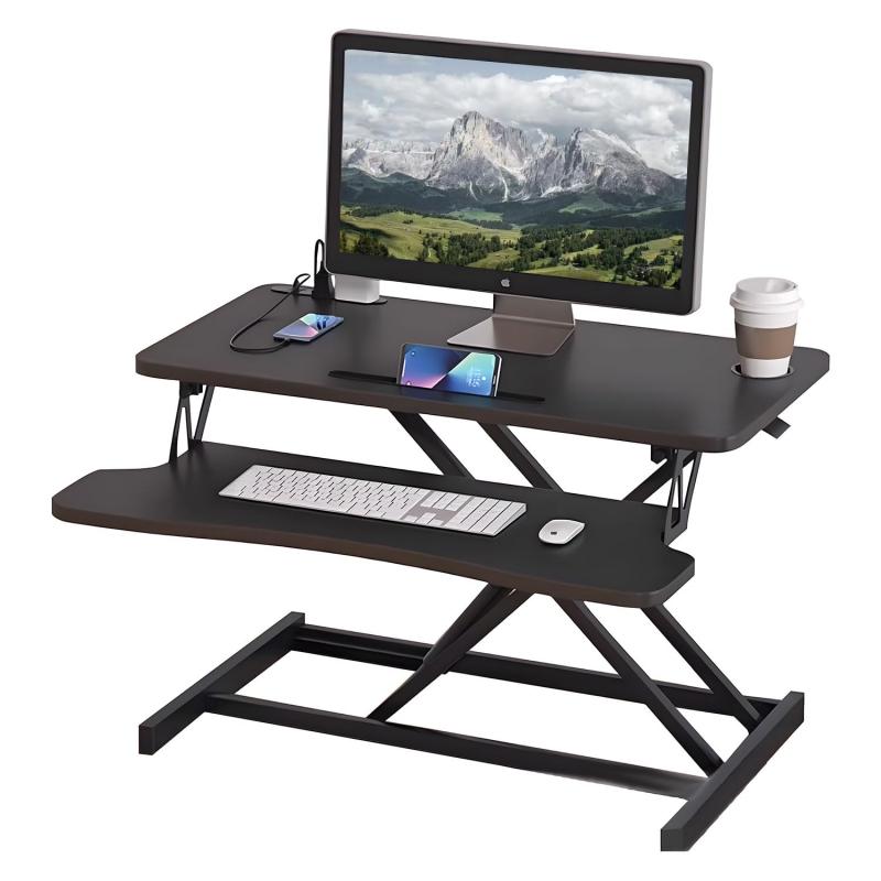 スタンディングデスク 卓上 幅80×40cm ガス圧昇降式テーブル 無段階調節 座位立位両用 フリーデスク デ..