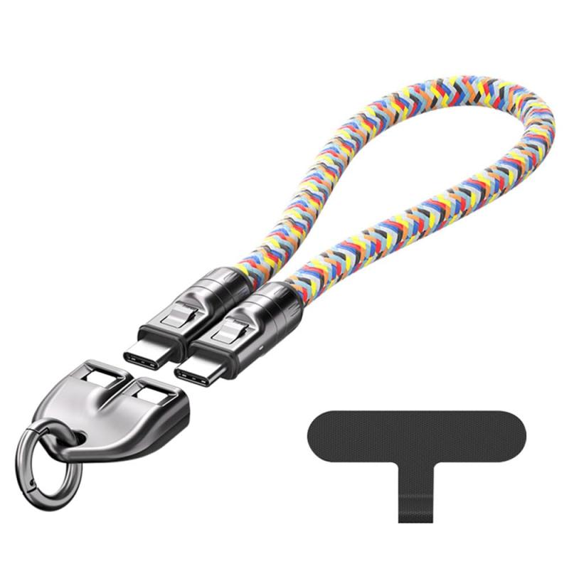 GLOWZEN タイプc ケーブル type-c ケーブル 短い 30CM~120CM 240W急速充電タイプCポート、クロスボディ手首兼用、マルチカラー耐久ナイロンストラップデータ（マルチカラーオプション）