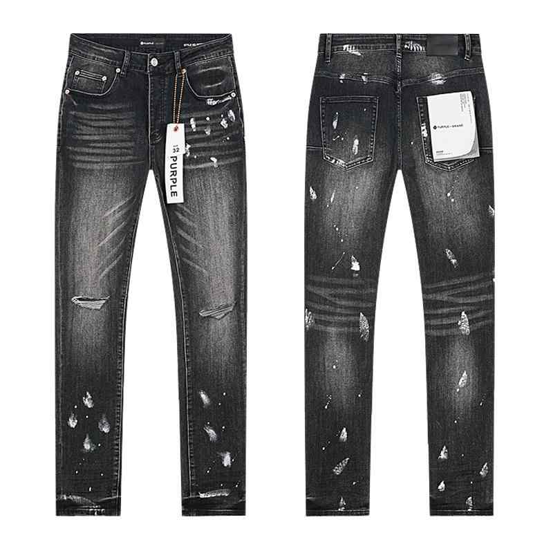 ジーンズ メンズ デニム パンツ ジーパン 長ズボン ダメージ加工 クラッシュ スリム フィット 細身 伸縮性 ストレッチ ペイント 泼墨 ワークパンツ カジュアル ボトムス ストリート スタイリッシュ