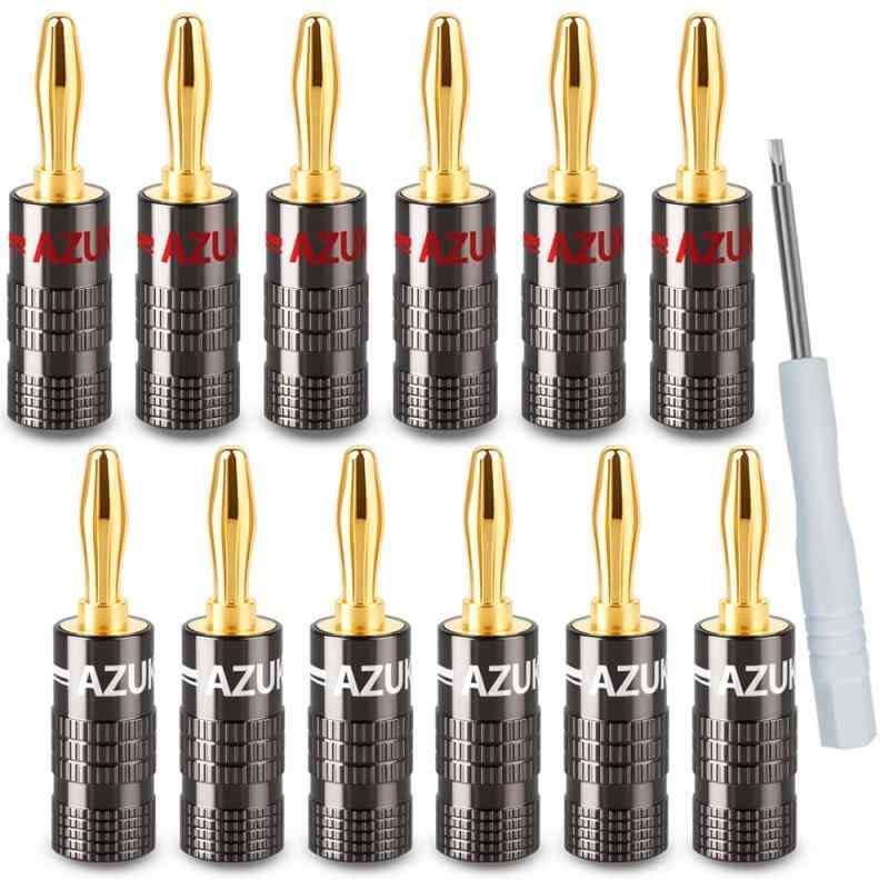 バナナプラグ 24K 金メッキ オーディオ用 12AWG～18AWG スピーカーケーブルコネクター ドライバー付