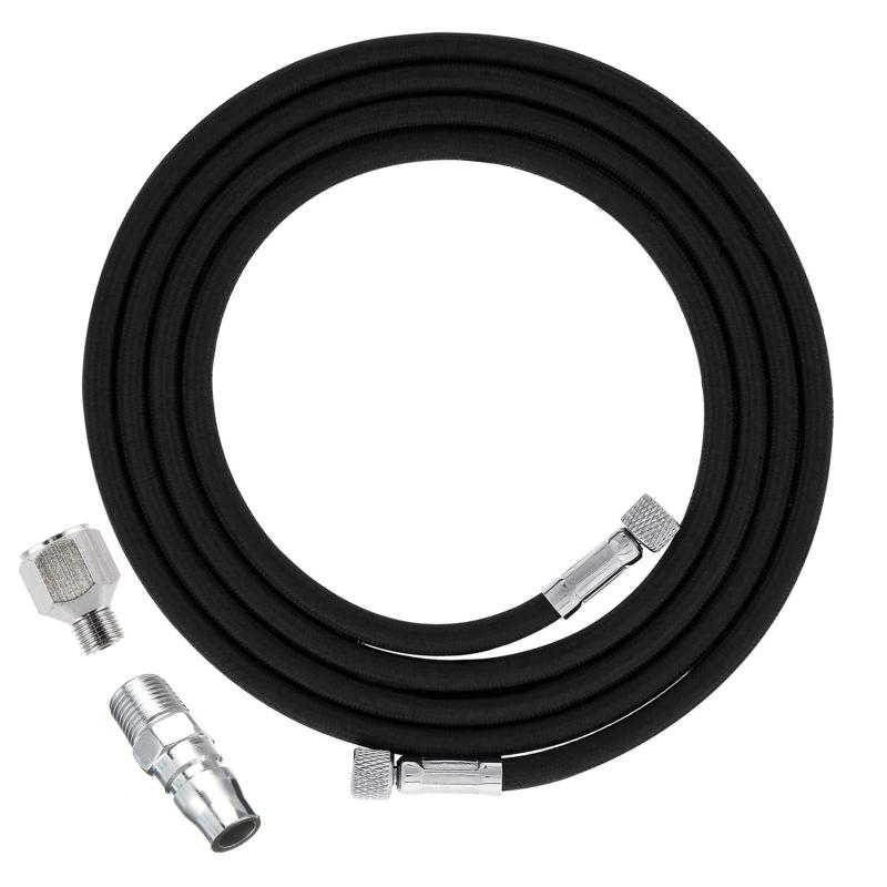 DFsucces エアブラシホース 1.8M ナイロン編組 ジョイント付き 標準 1/8インチ 1/4インチサイズのフィッティング付き 接続用ホース エアブラシ エアコンプレッサー接続用