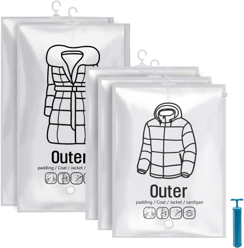 Yartar 吊るせる 衣類 圧縮袋 衣類収納袋 ハンガー/ファスナー/エアーポンプ付き 衣類カバー 防湿・防カビ・防虫 クローゼット 収納 衣類用 つるせる 省スペース コンパクト 便利 衣