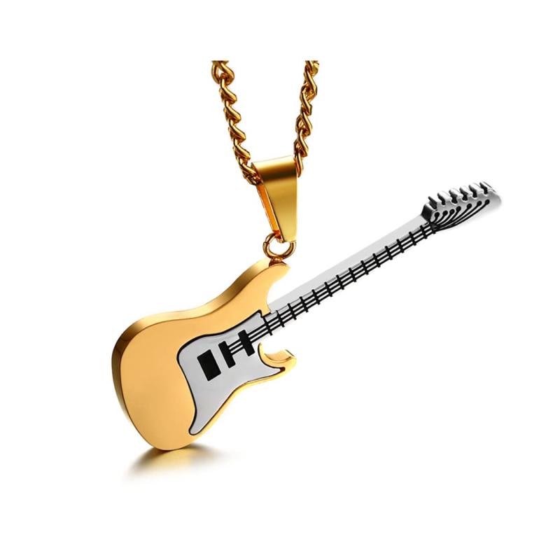 Rakuten - [Rockyu] ジュエリー ブランド 人気 ギターネックレス メンズ ステンレス おしゃれ ロング ギターペンダント 卒業式 記念日 人気 贈り物