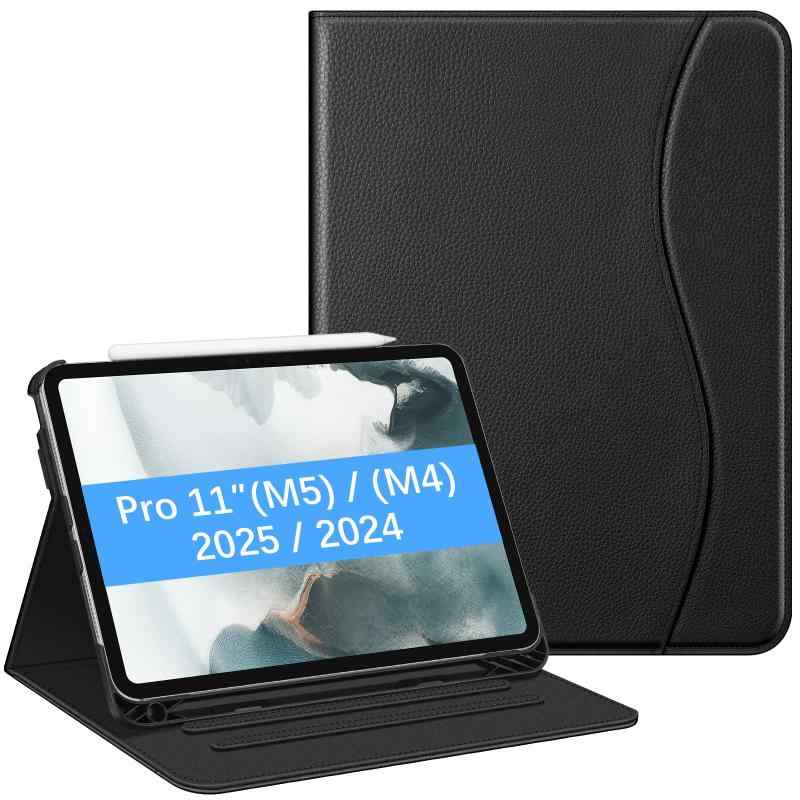 Fintie iPad Pro 11インチ(M5/M4) ケース 2025/2024 保護カバー Apple Pencil 収納可能 Apple Pencil Proワイヤレス充電対応 2つ折スタンド マルチ視角 オートスリープ機能付き 傷つけ防止 PU