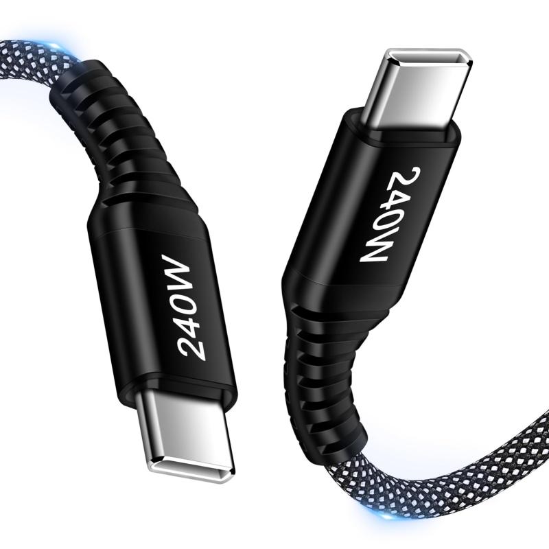 USB C to USB C ケーブル【240W PD3.1 超急速充電 1.8m】 タイプC USB PPS2.0対応 E-Markerチップ搭載 高耐久ナイロン編み 480Mbpsデータ転送