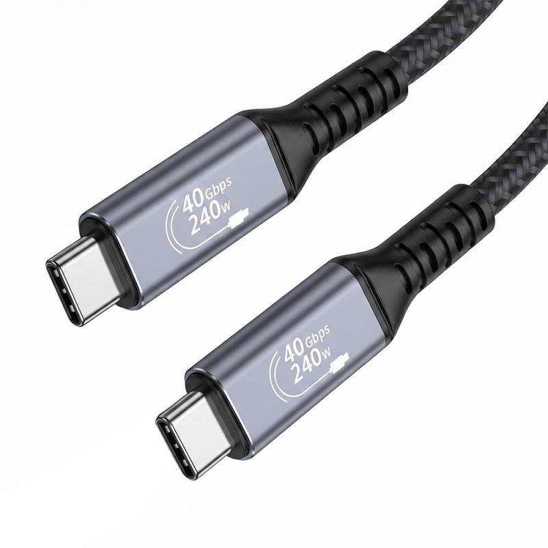 USB4 ケーブル USB Type C ケーブル PD対応 40Gbpsデータ転送 240W/5A急速充電 8K/60Hz映像出力 高耐久ナイロン編み MacBook Pro/Air、iPad Air/Pro、iphone16/15シリーズ、Galax