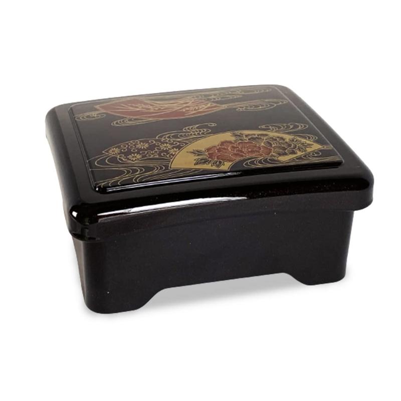 J-kitchens 鰻 器 うな重 重箱 光月丼重 扇面菊水 内朱塗 鰻 (うなぎ) 重箱 16.7cm ×14.3cm ×8cm 日本製 （63）