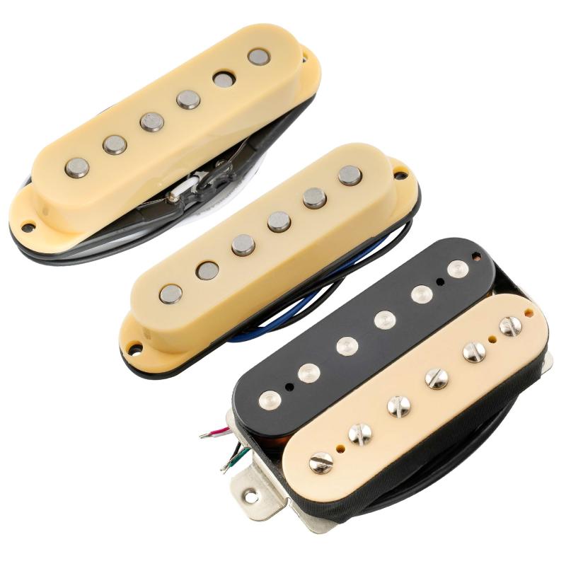 Musiclily Pro ST-60SE Staggeredアルニコ5 シングルコイルピックアップとハムバッカー HSS ネックミドルブリッジPUセット Stratストラトエレキギター用
