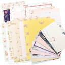moin moin レターセット 便箋 手紙 動物 花 総柄 パターン 10種 セット (各 封筒 3枚 + 6枚 便箋) 2309ltrs50