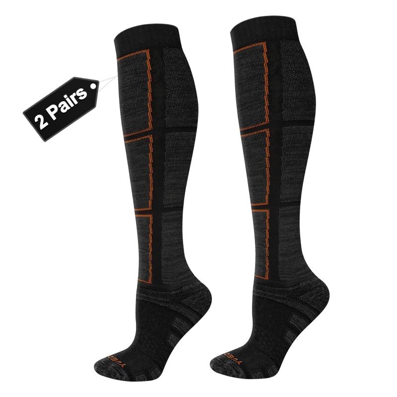 [YUEDGE] スキー靴下 メンズ スノーボードソックス アウトドア スポーツハイソックス 厚手 温かい靴下 防寒 冬用靴下 暖かい靴下 23-29CM 2足セット