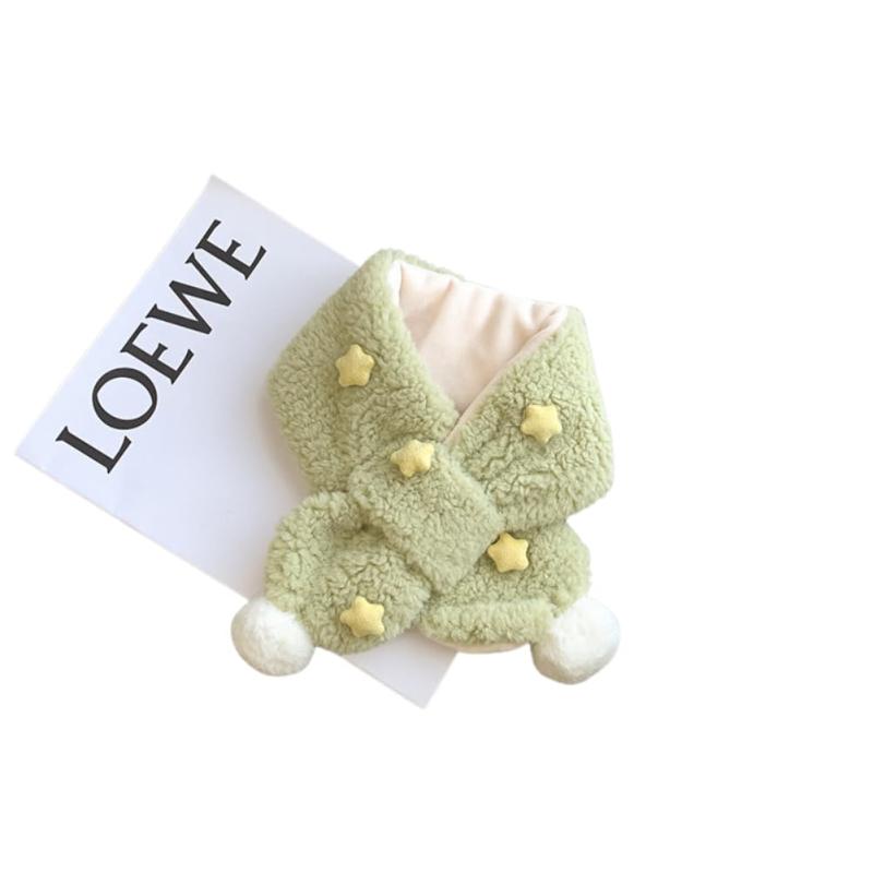 [Pangdabei] マフラー キッズ 女の子 男の子 子供用 ネックウォーマー 星 スター ポンポン もこもこ あったか 防寒 ふわふわ かわいい 冬 厚手 保温 ベビー 幼児 こども用 プレゼント ギフト 子