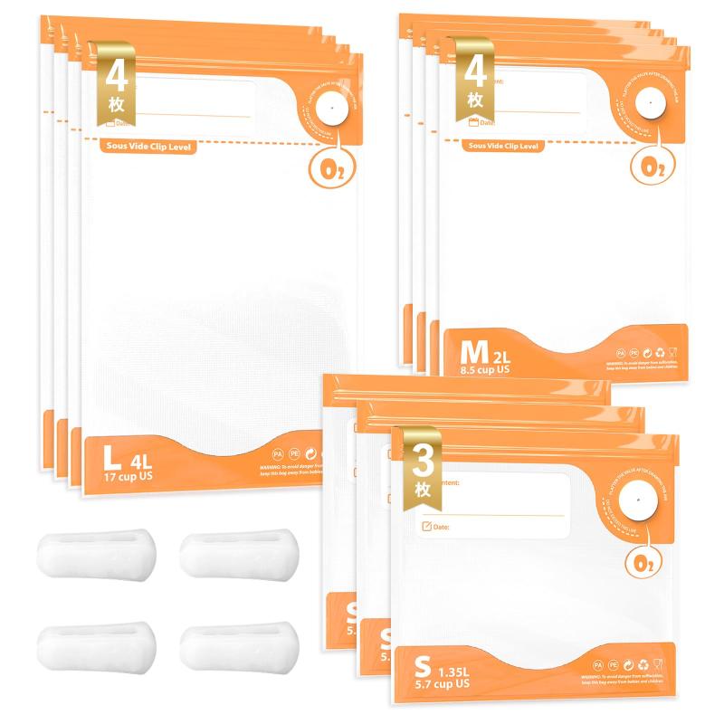 Packlyx PACKLYX 真空パック袋 日付プレート付き 真空パック 積み重ね収納可能 ワンタッチ式 鮮度5倍長持ち 作り置き 旅行携带に便利 果物 野菜 パン コーヒー豆 スープ 生鮮食品 長期保存 S（21.