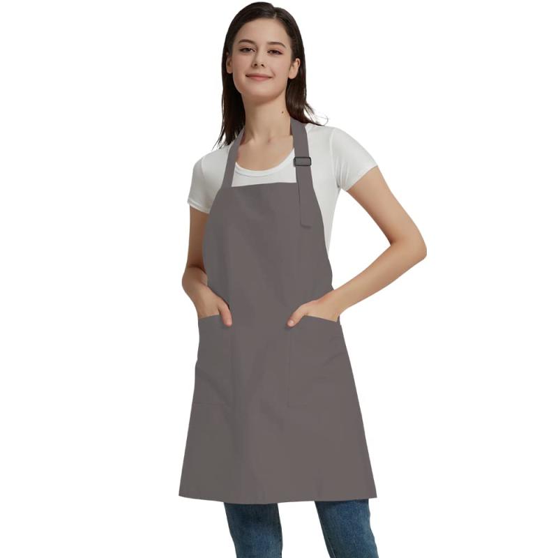 Gingham Aprons - [囲物誌] エプロン 首掛け シンプル 女性用 男性用 メンズ レデイース カフェ 無地 おしゃれ 大容量ポケット 汚れにくい シワ防止 男女兼用無地 髪崩れ無し ノーアイロン 透けない ポケット