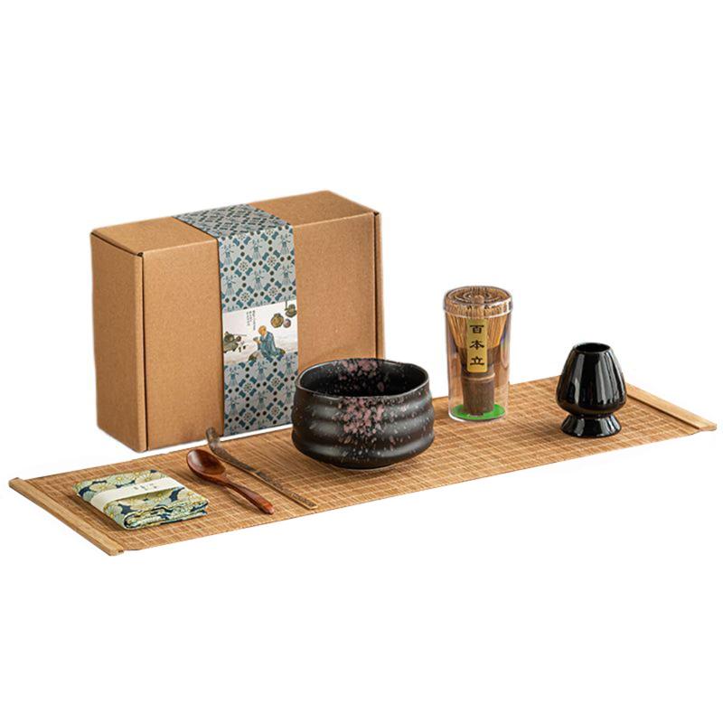 抹茶7点セット お点前セット 日本茶セット 茶道具セット 抹茶茶道 茶碗 百本立茶筅 茶筅立て 茶杓 抹茶 粉末 泡立て器 astershop-10188032 アスターショップ サンプル画像2