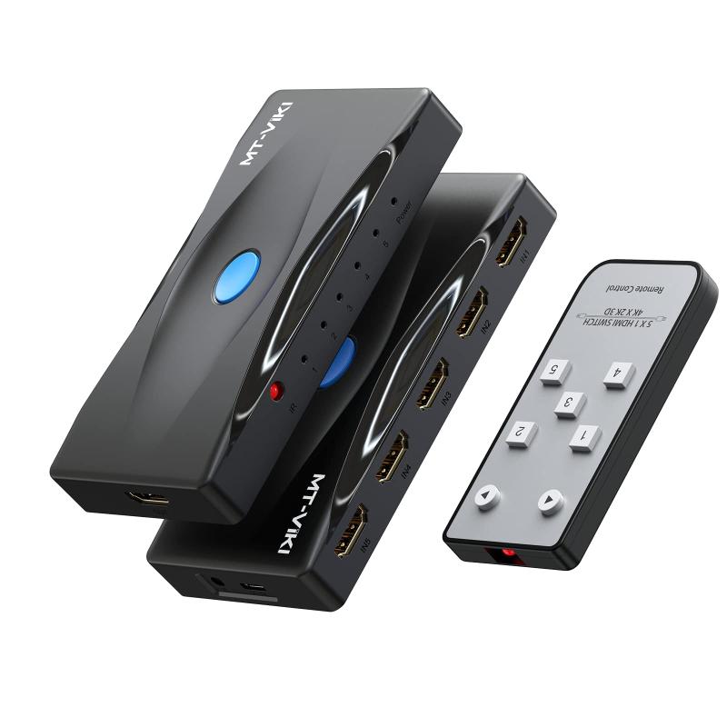 MT-VIKI HDMI 切替器 4K@60Hz HDMI セレクター 自動切替機能搭載 リモコン付きPS5、PS4、PS3、Xbox、Fire TV、ROKU、ラップトップ、Apple TV、DVDプレーヤーなど対応