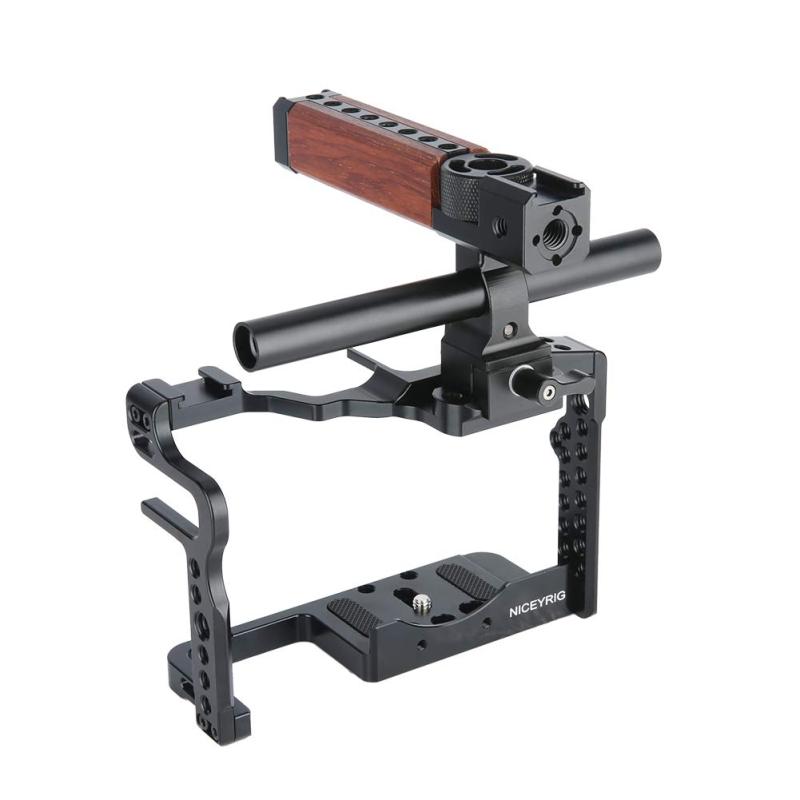 NICEYRIG カメラケージ フルカメラケージキット パナソニック Lumix GH5 / GH5S専用ケージキット トップハンドル付き ナットレール付き 15mmロッド付き ロッドクランプ付き NATO付き DSLR 装備 拡張カ