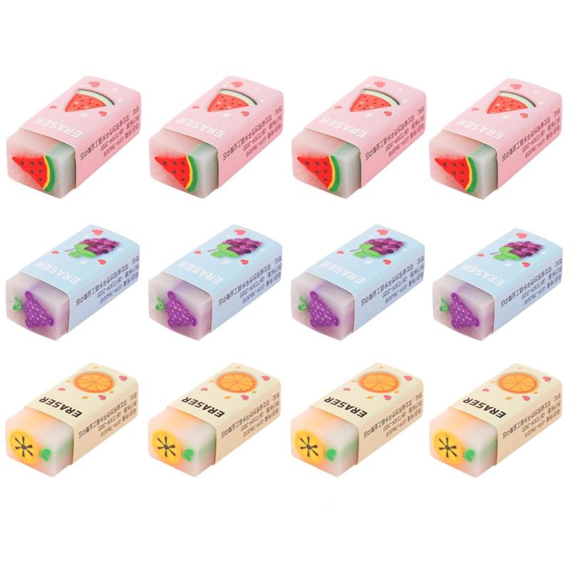 Erasers - 消しゴム 小学生 12個セット かわいい 鉛筆消しゴムセット スティック消しゴム よく消える 図案 人気 文房具 オフィス 子供 学生 DIY描画 使いやすい 記念品 プチギフト デッサン用 学習用 お